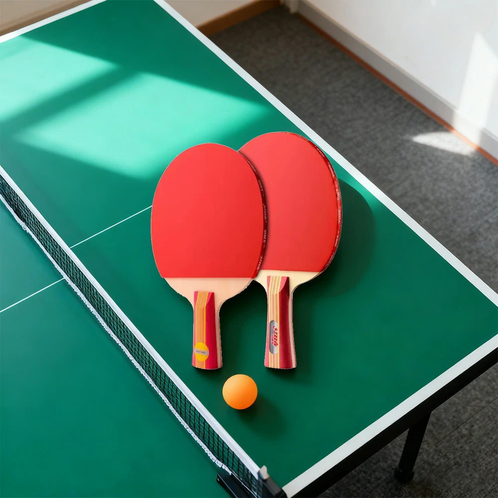 DHS Type II Kids Table Tennis Set - 2 Shakehand Paddles + 6 Balls & Case, Easy Control for Recreation & Training - Red