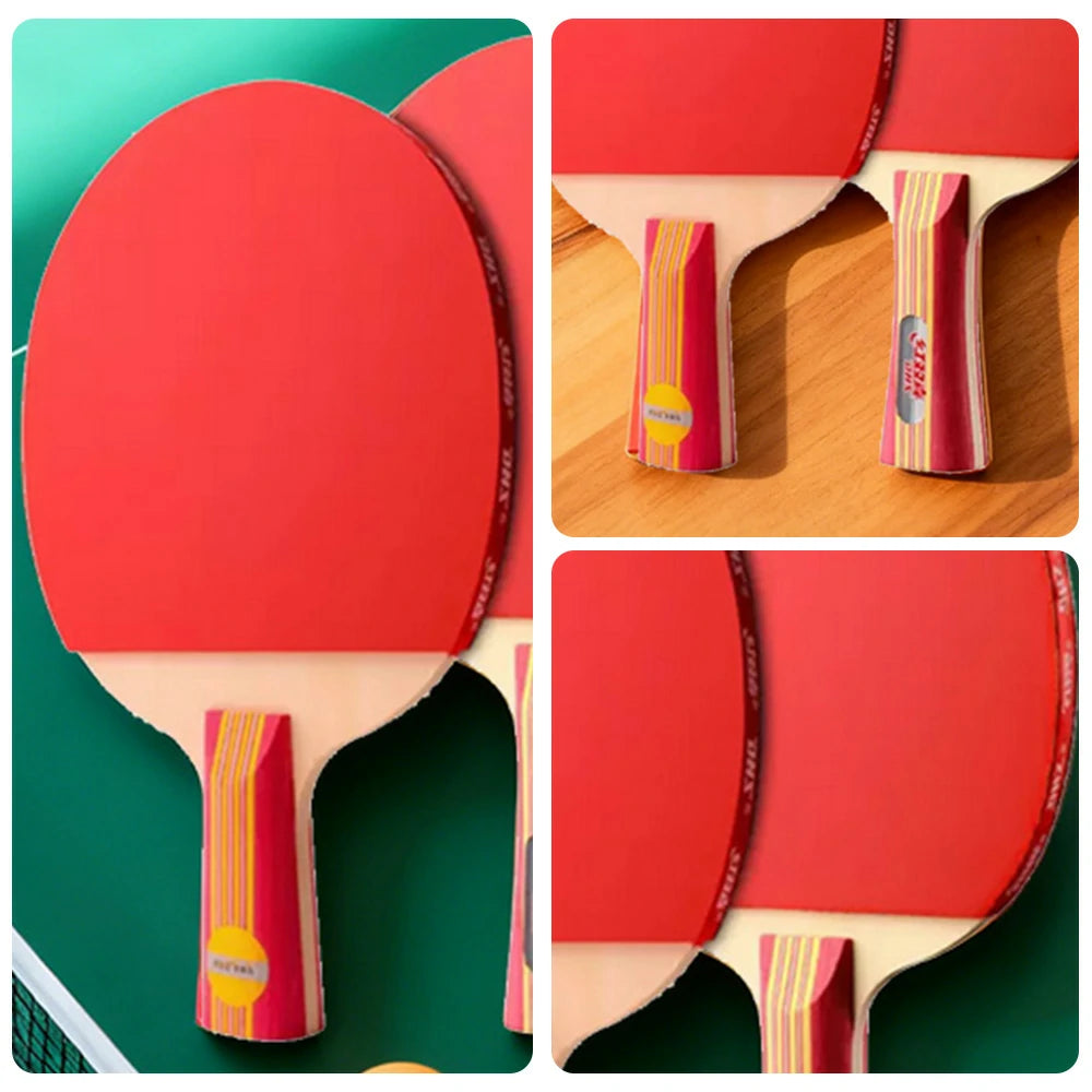 DHS Type II Kids Table Tennis Set - 2 Shakehand Paddles + 6 Balls & Case, Easy Control for Recreation & Training - Red