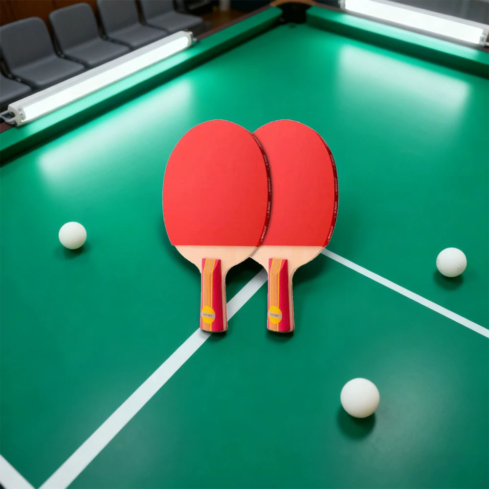 DHS Type II Kids Table Tennis Set - 2 Penhold Paddles + 6 Balls & Case, Easy Control for Recreation & Training - Red