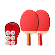 DHS Type II Kids Table Tennis Set - 2 Penhold Paddles + 6 Balls & Case, Easy Control for Recreation & Training - Red