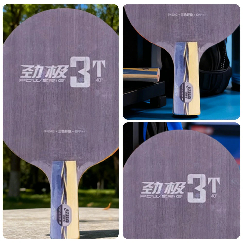 DHS 3T Penhold Table Tennis Paddle Set - 5+2 Fiber Blade with Hurricane 8 & Hurricane 8-80, Fast Control & Strong Spin