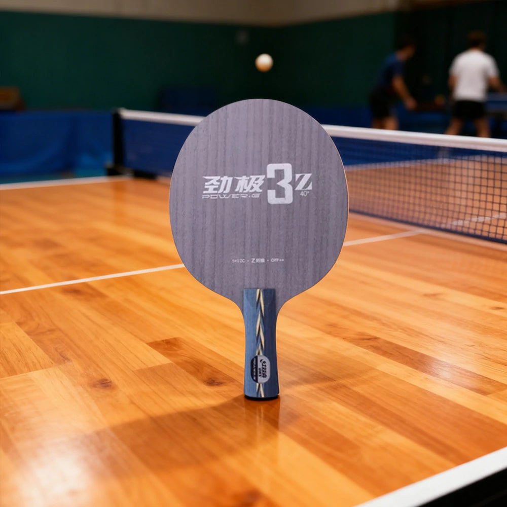 DHS 3Z Penhold Table Tennis Paddle - 5+2ZC Inner Fiber Blade with Hurricane 3 FH & Hurricane 3 BH, Soft Feel & Spin Control