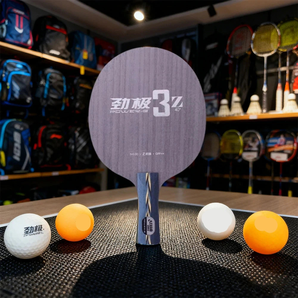 DHS 3Z Penhold Table Tennis Paddle - 5+2ZC Inner Fiber Blade with Hurricane 3 FH & Hurricane 3 BH, Soft Feel & Spin Control