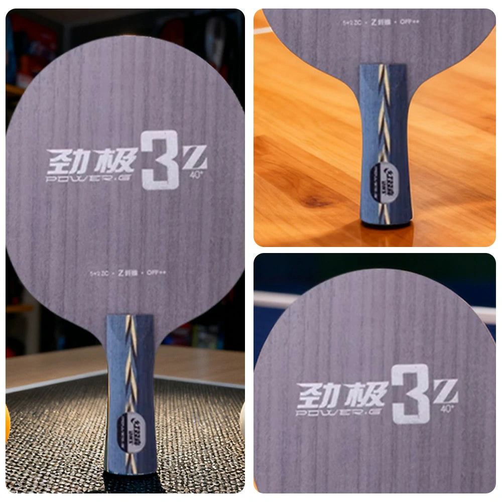 DHS 3Z Penhold Table Tennis Paddle - 5+2ZC Inner Fiber Blade with Hurricane 3 FH & Hurricane 3 BH, Soft Feel & Spin Control