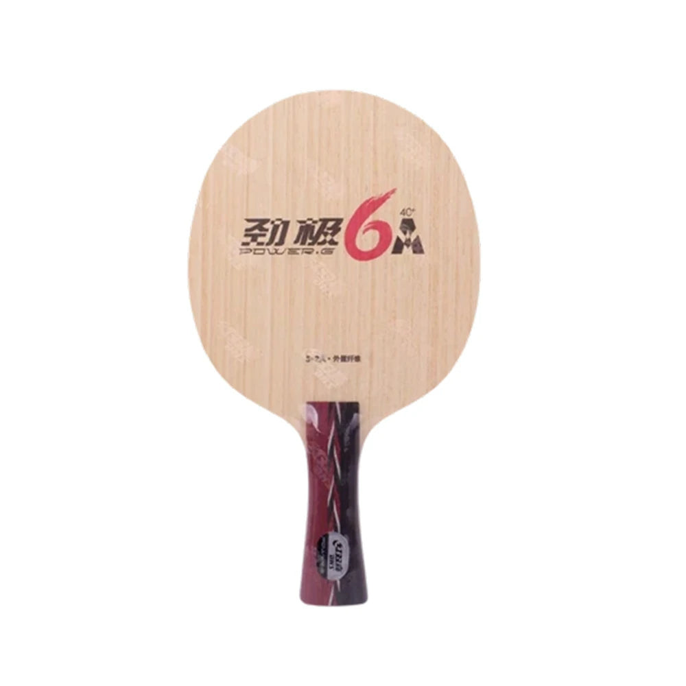 DHS 6A Shakehand Table Tennis Paddle Set - 5+2A Fiber Blade with Hurricane 3 & TinArc 5, Hard Feel & High Elasticity - Includes Case & Balls - Red