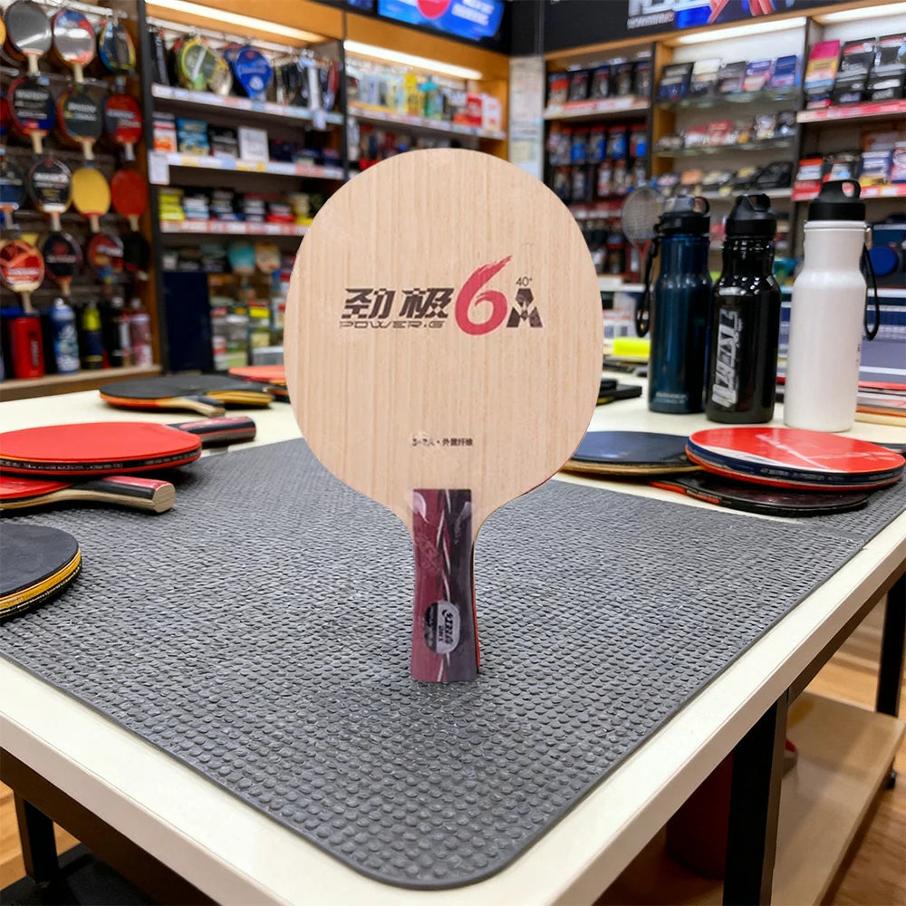DHS 6A Penhold Table Tennis Paddle Set - 5+2A Fiber Blade with Hurricane 3 & TinArc 5, Hard Feel & High Elasticity - Includes Case & Balls - Red