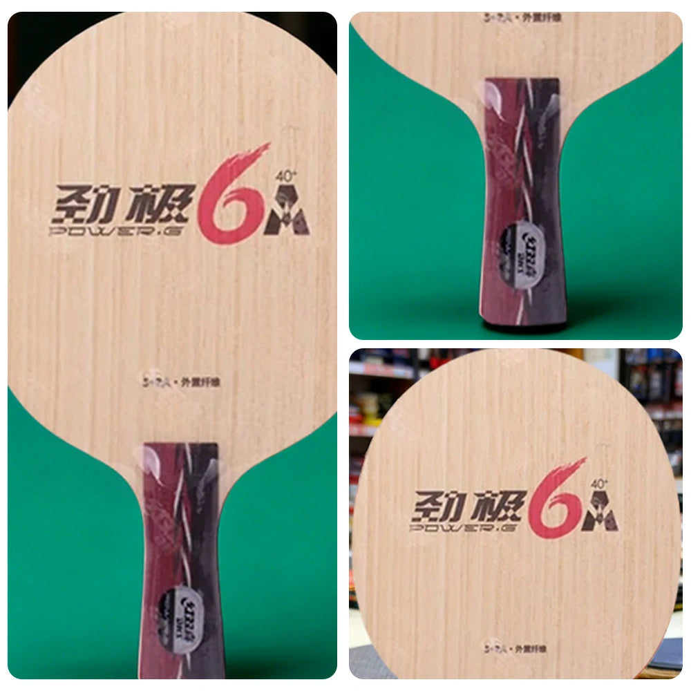 DHS 6A Penhold Table Tennis Paddle Set - 5+2A Fiber Blade with Hurricane 3 & TinArc 5, Hard Feel & High Elasticity - Includes Case & Balls - Red