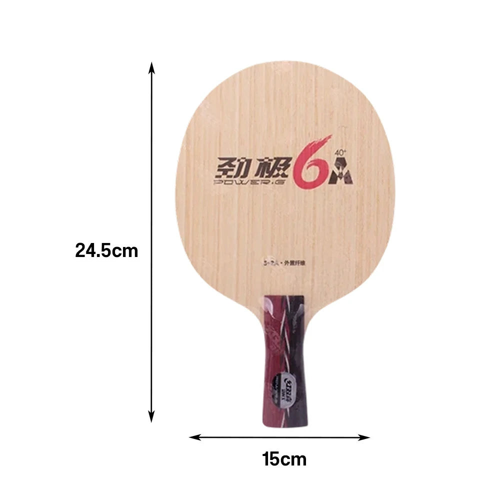DHS 6A Penhold Table Tennis Paddle Set - 5+2A Fiber Blade with Hurricane 3 & TinArc 5, Hard Feel & High Elasticity - Includes Case & Balls - Red