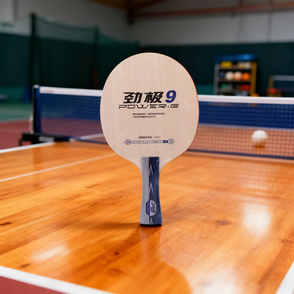 DHS 9 Shakehand Table Tennis Paddle Set - 7-Ply Wood with PF4 High-Tack Rubber, Strong Rebound & Easy Control - Includes Balls, Case & Edge Tape