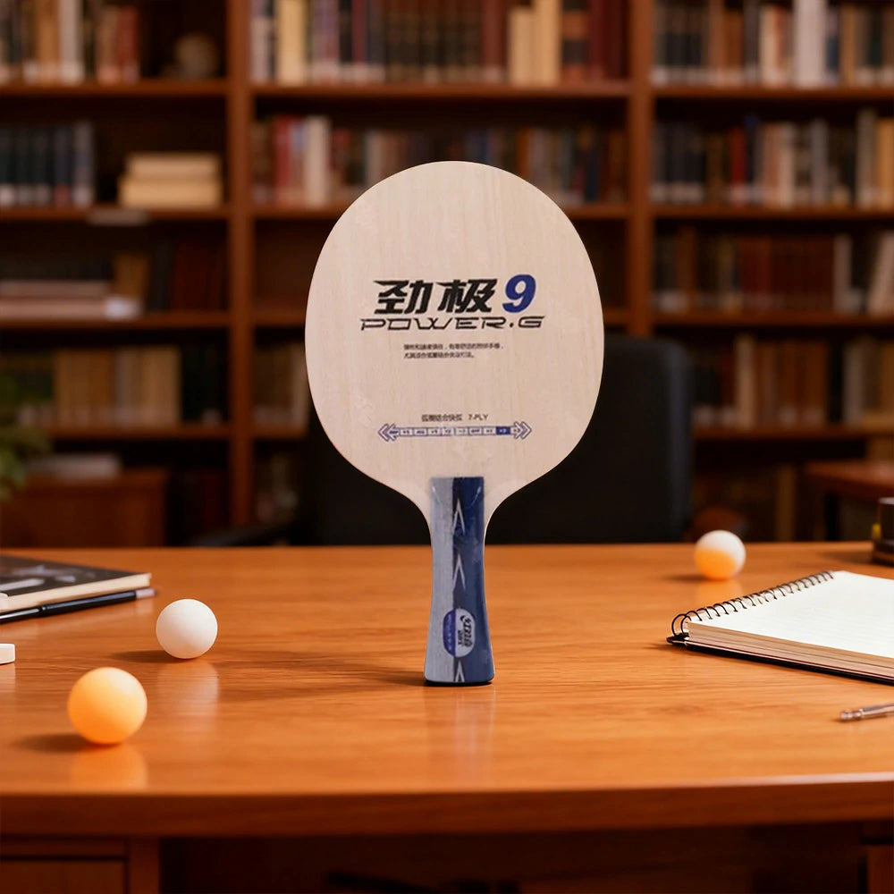 DHS 9 Shakehand Table Tennis Paddle Set - 7-Ply Wood with PF4 High-Tack Rubber, Strong Rebound & Easy Control - Includes Balls, Case & Edge Tape