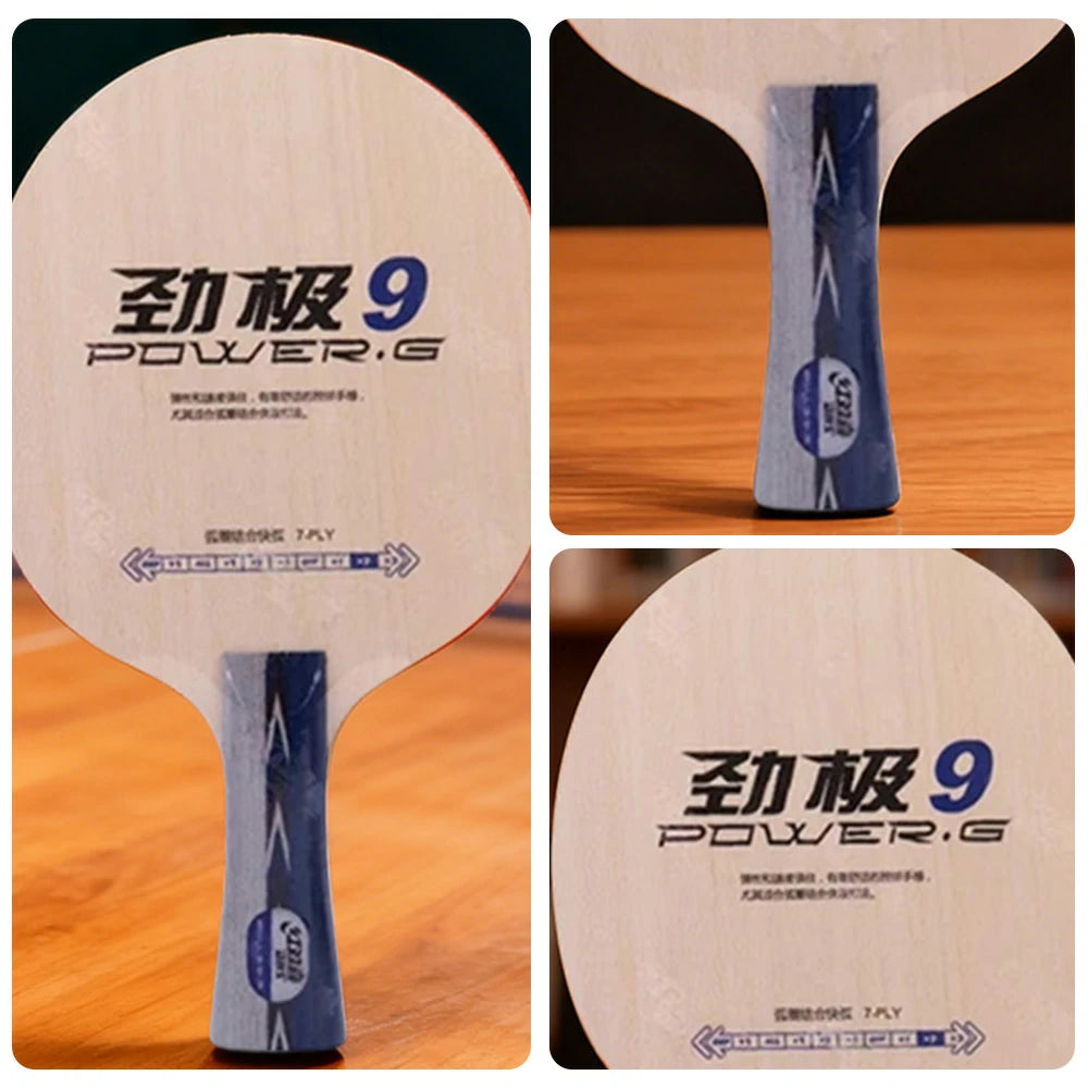 DHS 9 Shakehand Table Tennis Paddle Set - 7-Ply Wood with PF4 High-Tack Rubber, Strong Rebound & Easy Control - Includes Balls, Case & Edge Tape