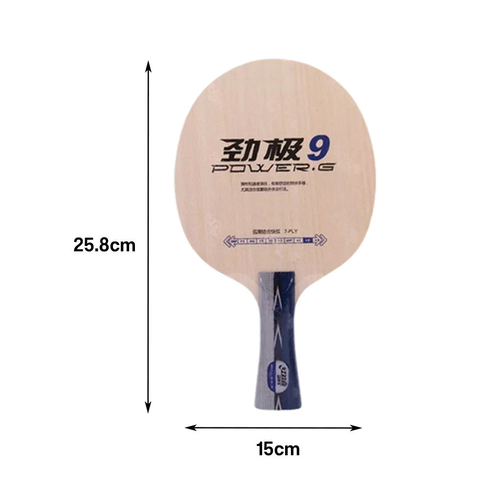 DHS 9 Shakehand Table Tennis Paddle Set - 7-Ply Wood with PF4 High-Tack Rubber, Strong Rebound & Easy Control - Includes Balls, Case & Edge Tape