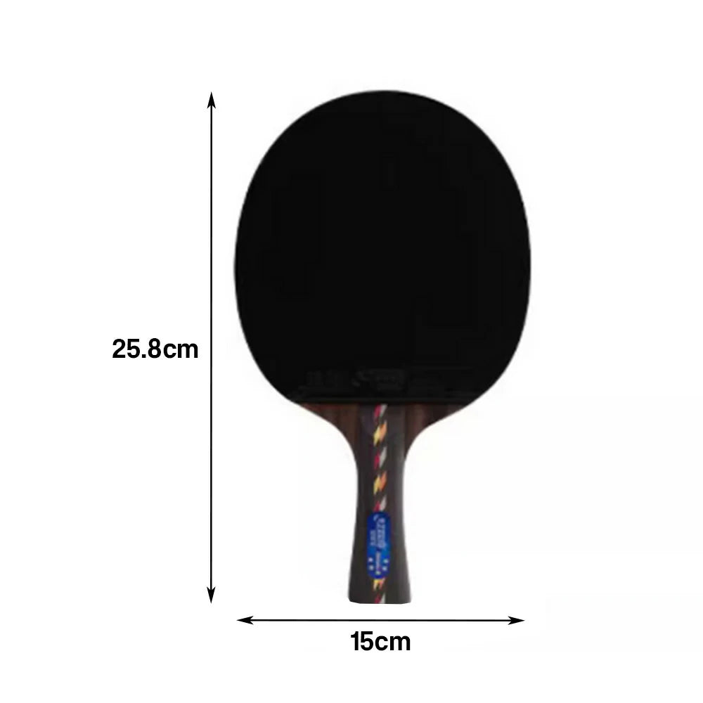 DHS R5002C 5-Star Carbon Shakehand Table Tennis Paddle Set - Includes 6 Balls & Case, Powerful Spin & Fast Attack - Black
