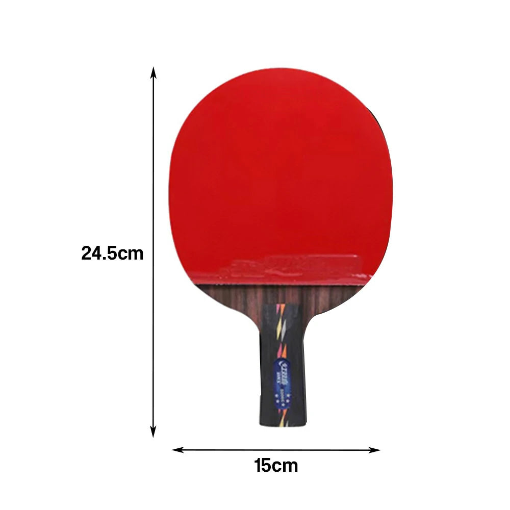 DHS R5006C 5-Star Carbon Penhold Table Tennis Paddle Set - Includes 6 Balls & Case, Powerful Spin & Fast Attack - Red