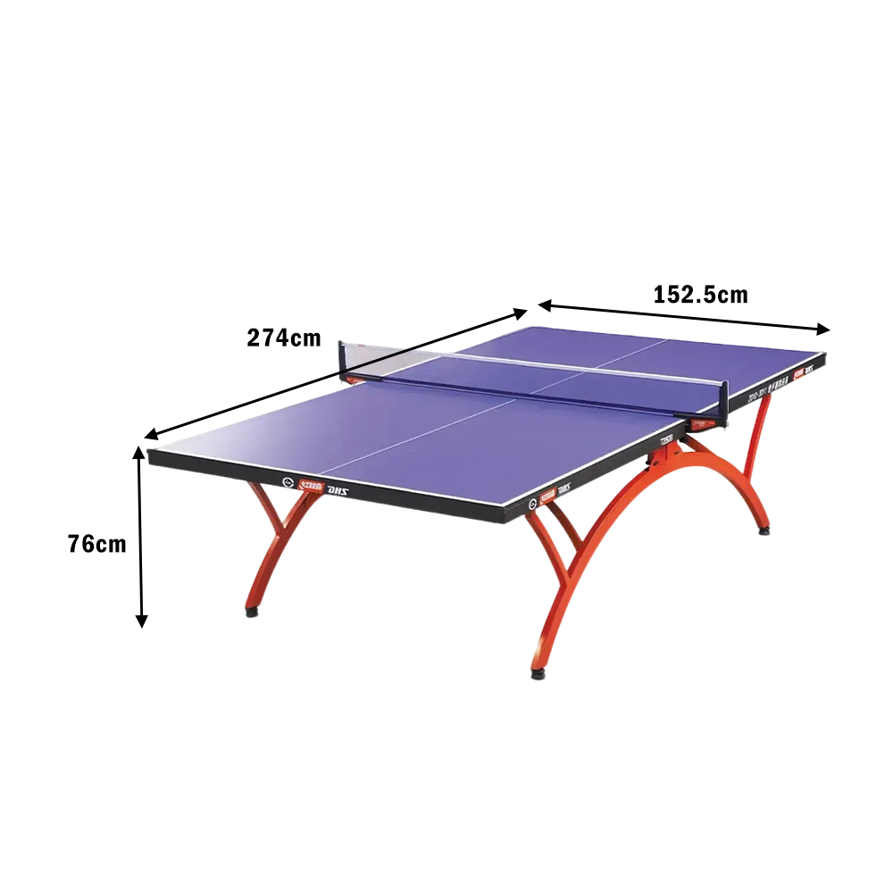 DHS T2828 18mm Indoor Blue Table Tennis Pingpong Table - Bats Balls Net