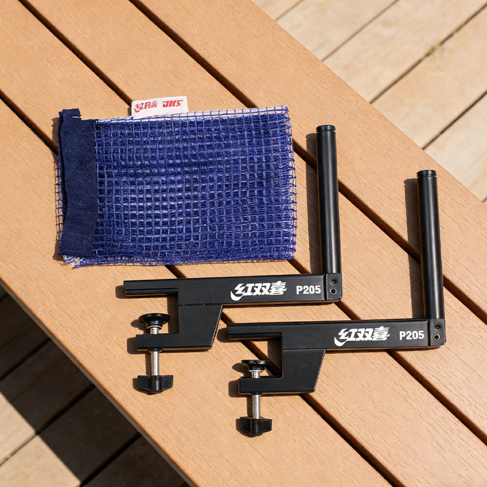 DOUBLE HAPPINESS Table Tennis Net Set - Screw Clamp Adjustable System - Durable Metal Bracket - Built-in 409 Net for Standard Sport Series Tables