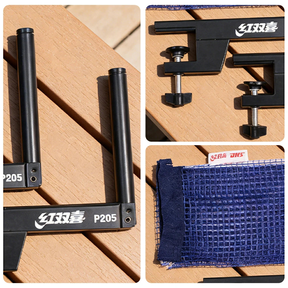 DOUBLE HAPPINESS Table Tennis Net Set - Screw Clamp Adjustable System - Durable Metal Bracket - Built-in 409 Net for Standard Sport Series Tables