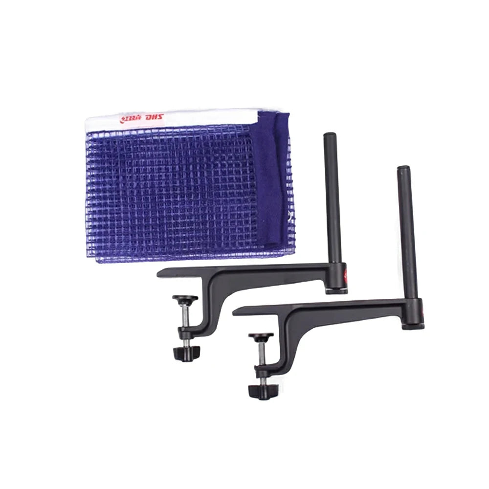 DOUBLE HAPPINESS Table Tennis Net Set - Clamp-On Adjustable Design - Durable Metal Bracket - Foldable Posts for Tables up to 4.2cm Thick