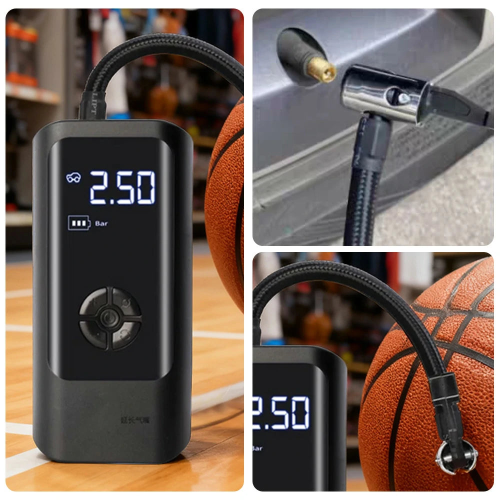 DUNK MASTER Electric Air Pump – Precision Pressure Detection, Auto Stop Inflation – Powerful 100/120/150 Cylinder Options, Fast and Portable Design for Sports Balls and Tires