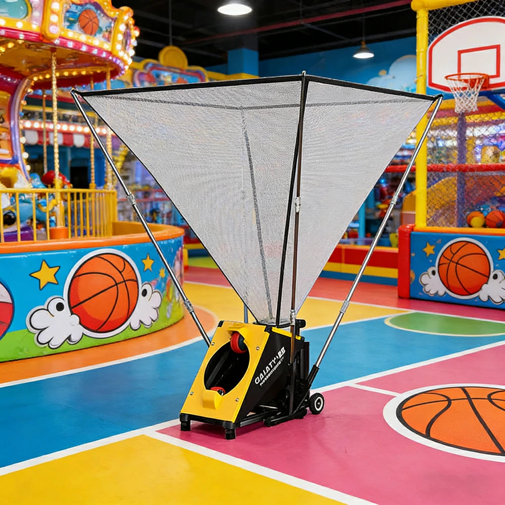 DUNK MASTER 290/350cm Basketball Shooting Machine - 4 Telescopic Rods, 21V Lithium Battery, Waterproof & Impact-Resistant, Compatible with 6# & 7# Balls