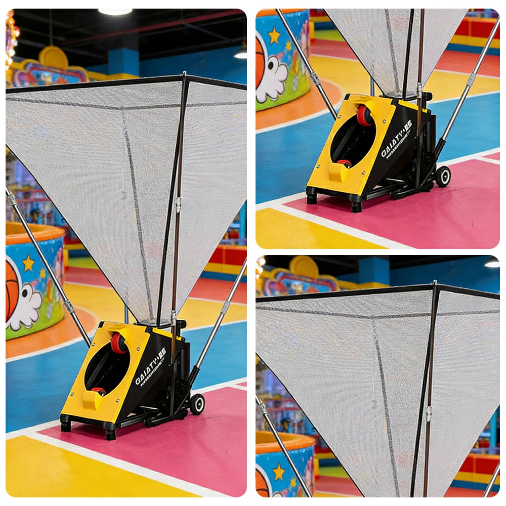 DUNK MASTER 290/350cm Basketball Shooting Machine - 4 Telescopic Rods, 21V Lithium Battery, Waterproof & Impact-Resistant, Compatible with 6# & 7# Balls