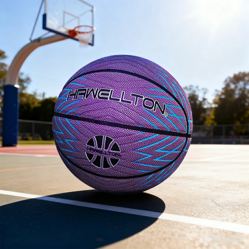 DUNK MASTER Basketball 5/6/7# – Soft Rebound, Durable Rubber Bladder – Ultra-Fiber Leather, High Grip, Moisture-Wicking - Purple