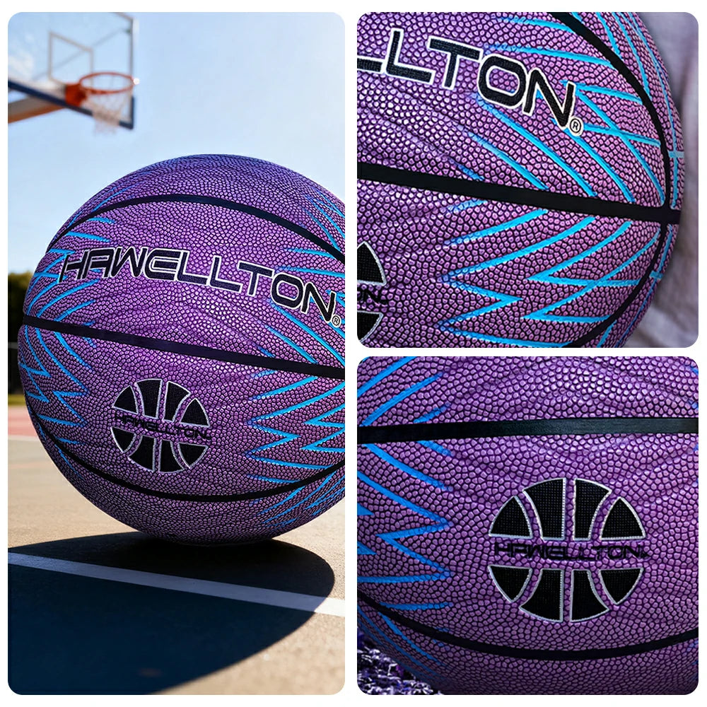 DUNK MASTER Basketball 5/6/7# – Soft Rebound, Durable Rubber Bladder – Ultra-Fiber Leather, High Grip, Moisture-Wicking - Purple