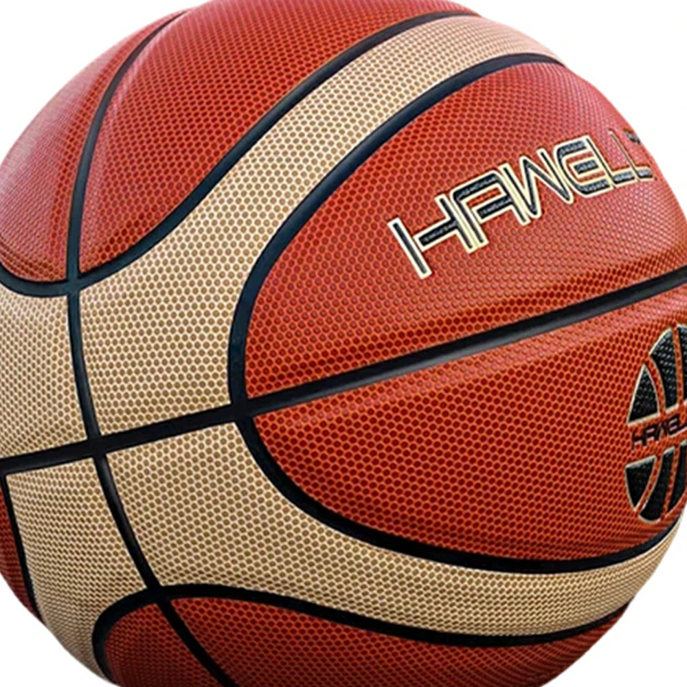 DUNK MASTER Basketball 7# – Soft Rebound, Durable PU Leather – Wide Channel Grip, Moisture-Wicking, Upgraded Nylon Bladder - Red&Beige