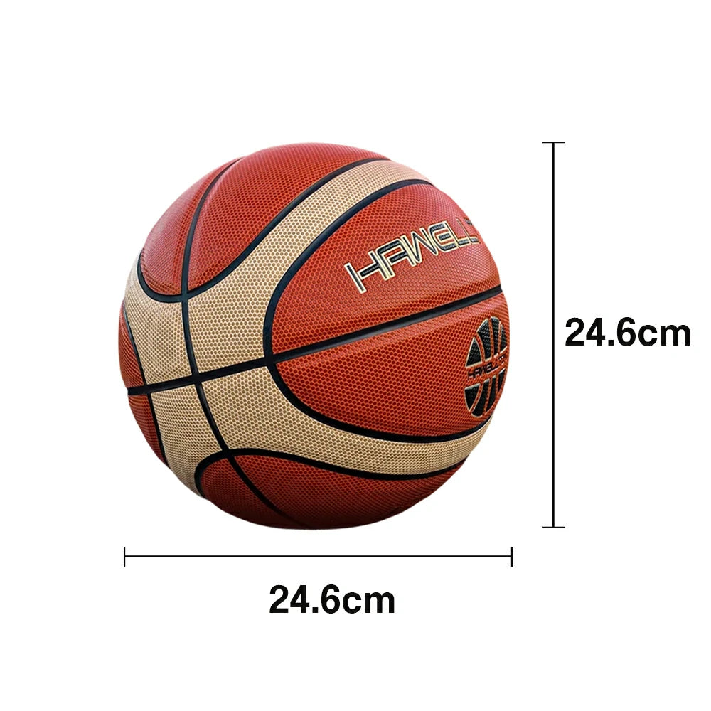 DUNK MASTER Basketball 7# – Soft Rebound, Durable PU Leather – Wide Channel Grip, Moisture-Wicking, Upgraded Nylon Bladder - Red&Beige