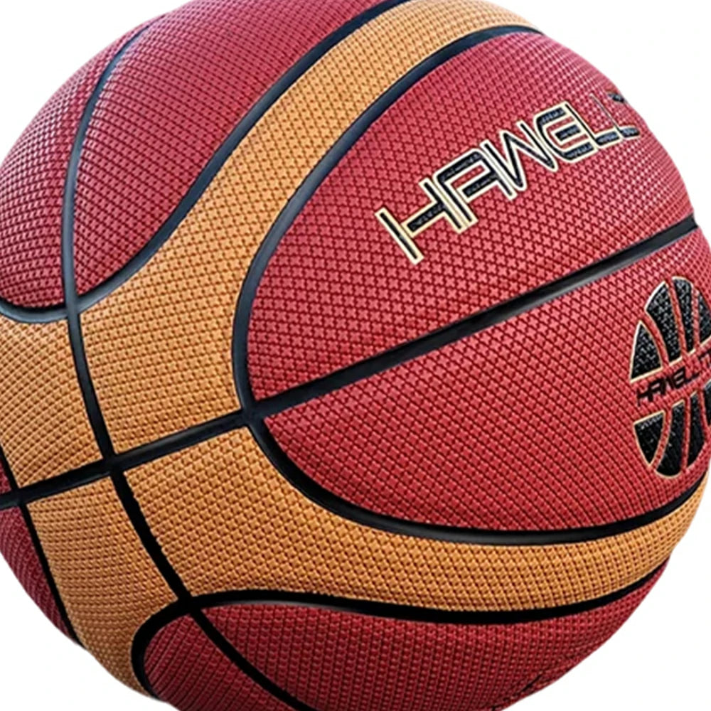 DUNK MASTER Basketball 7# – Soft Rebound, Durable PU Leather – Wide Channel Grip, Moisture-Wicking, Upgraded Nylon Bladder - Red&Brown