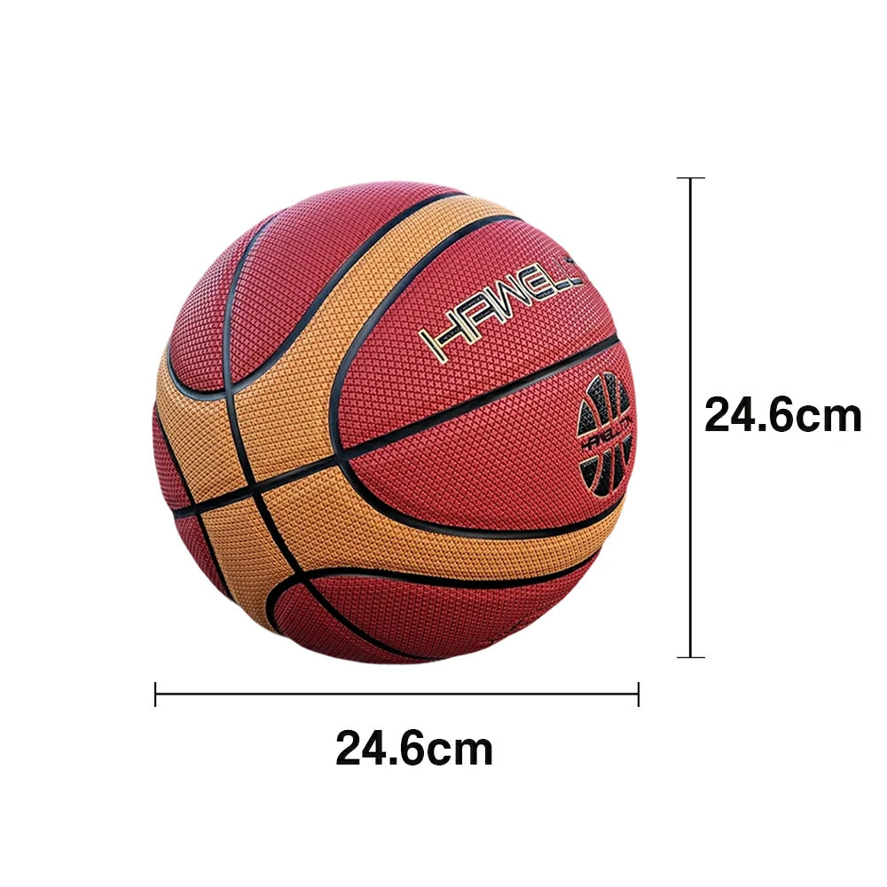 DUNK MASTER Basketball 7# – Soft Rebound, Durable PU Leather – Wide Channel Grip, Moisture-Wicking, Upgraded Nylon Bladder - Red&Brown
