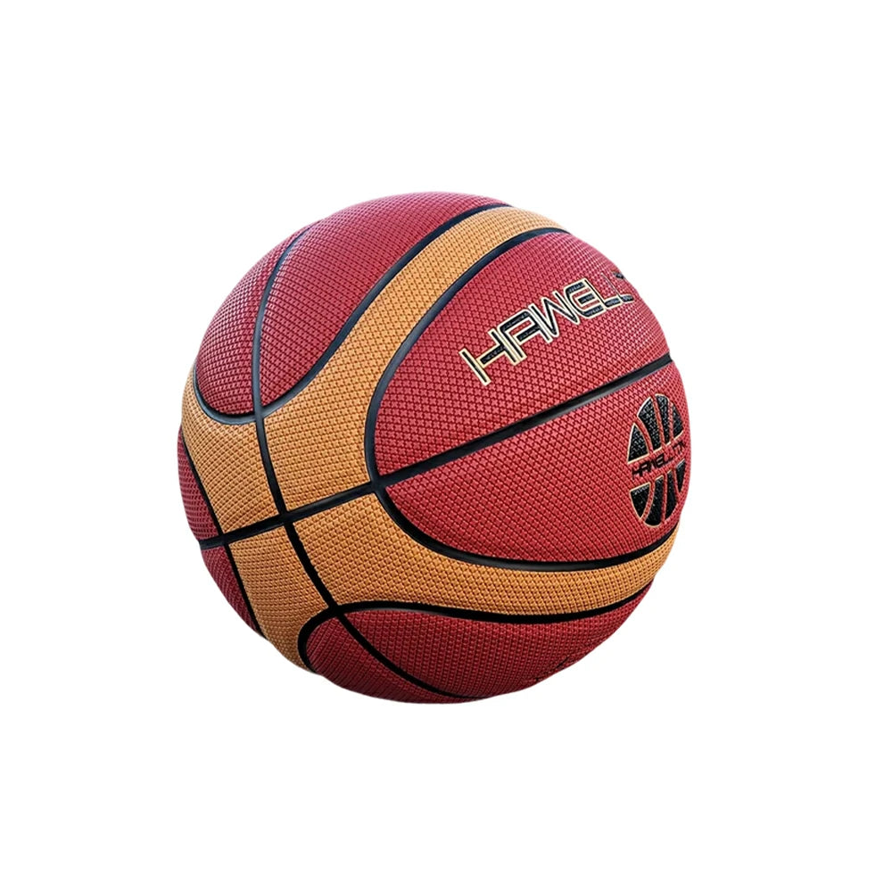 DUNK MASTER Basketball 7# – Soft Rebound, Durable PU Leather – Wide Channel Grip, Moisture-Wicking, Upgraded Nylon Bladder - Red&Brown