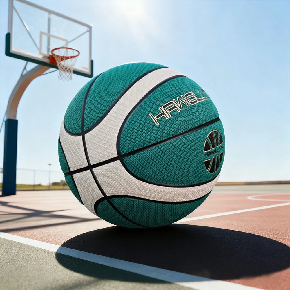 DUNK MASTER Basketball 7# – Soft Rebound, Durable PU Leather – Wide Channel Grip, Moisture-Wicking, Upgraded Nylon Bladder - Green&White