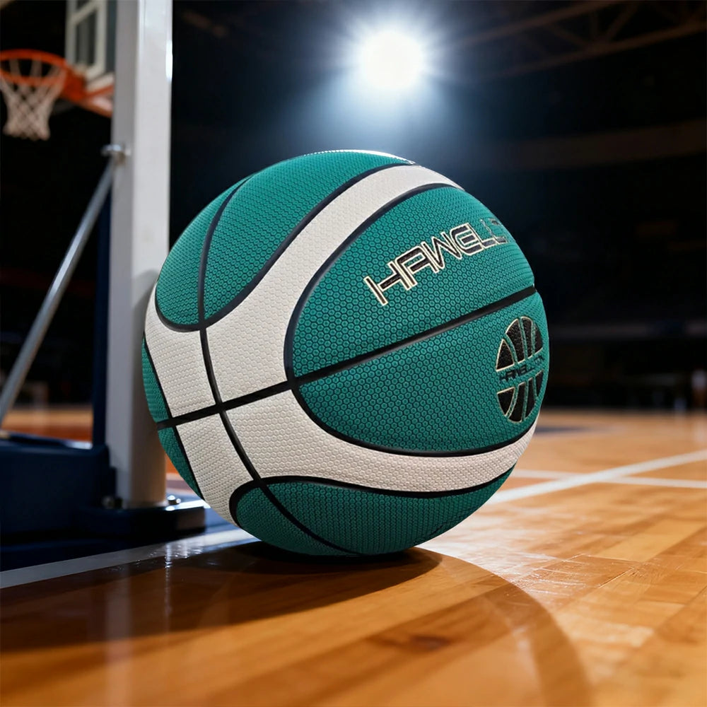 DUNK MASTER Basketball 7# – Soft Rebound, Durable PU Leather – Wide Channel Grip, Moisture-Wicking, Upgraded Nylon Bladder - Green&White