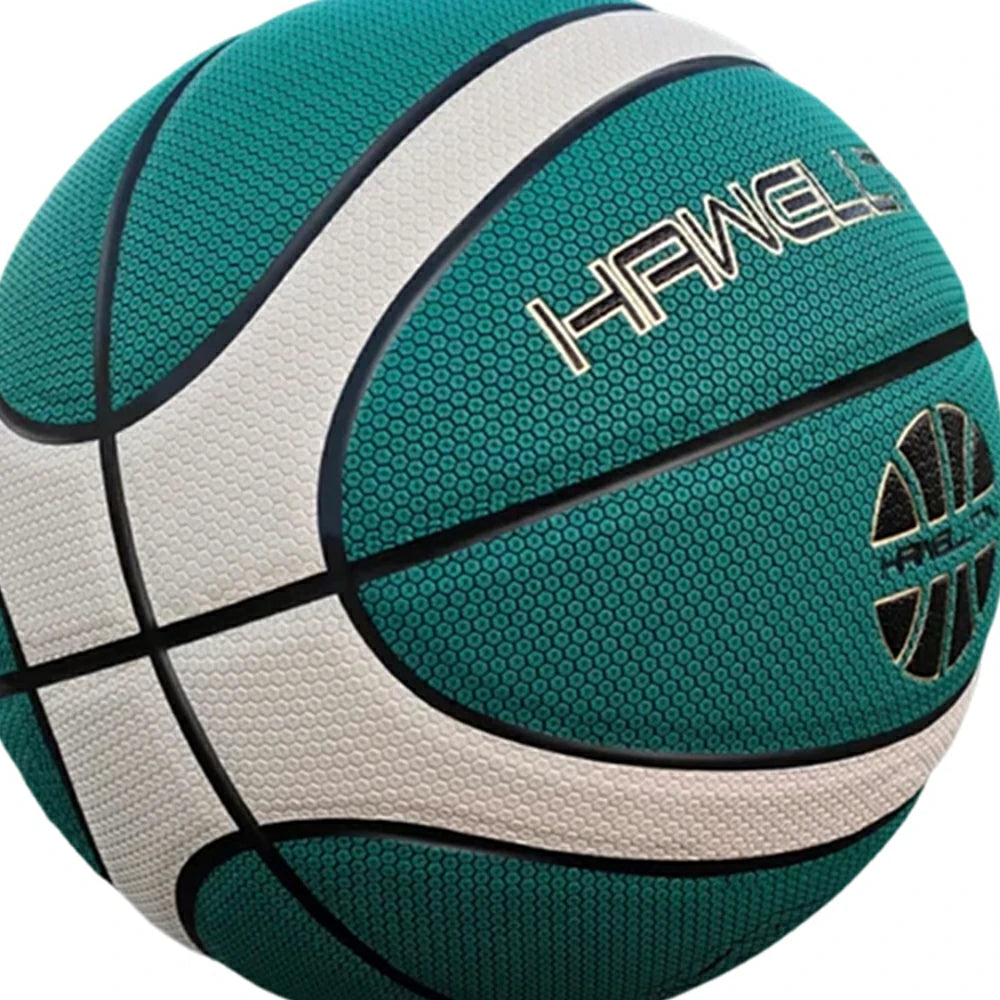 DUNK MASTER Basketball 7# – Soft Rebound, Durable PU Leather – Wide Channel Grip, Moisture-Wicking, Upgraded Nylon Bladder - Green&White