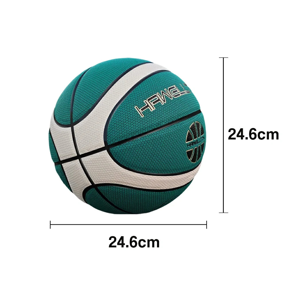 DUNK MASTER Basketball 7# – Soft Rebound, Durable PU Leather – Wide Channel Grip, Moisture-Wicking, Upgraded Nylon Bladder - Green&White