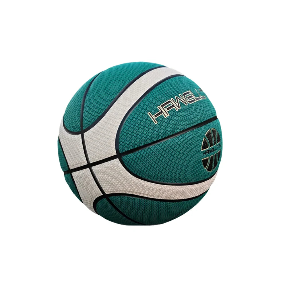 DUNK MASTER Basketball 7# – Soft Rebound, Durable PU Leather – Wide Channel Grip, Moisture-Wicking, Upgraded Nylon Bladder - Green&White