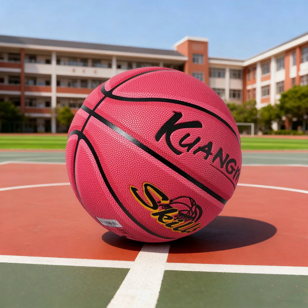 DUNK MASTER Basketball 5# Quick Rebound, Durable Nylon Bladder – Deep Channel Grip, Anti-Slip Texture, For Kids Aged 3-12 - Pink