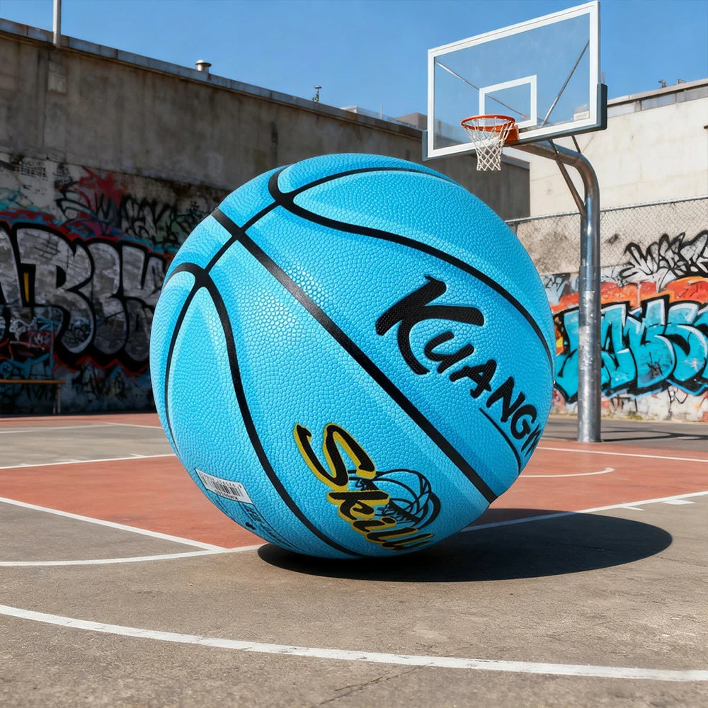 DUNK MASTER Basketball 5# Quick Rebound, Durable Nylon Bladder – Deep Channel Grip, Anti-Slip Texture, For Kids Aged 3-12 - Blue