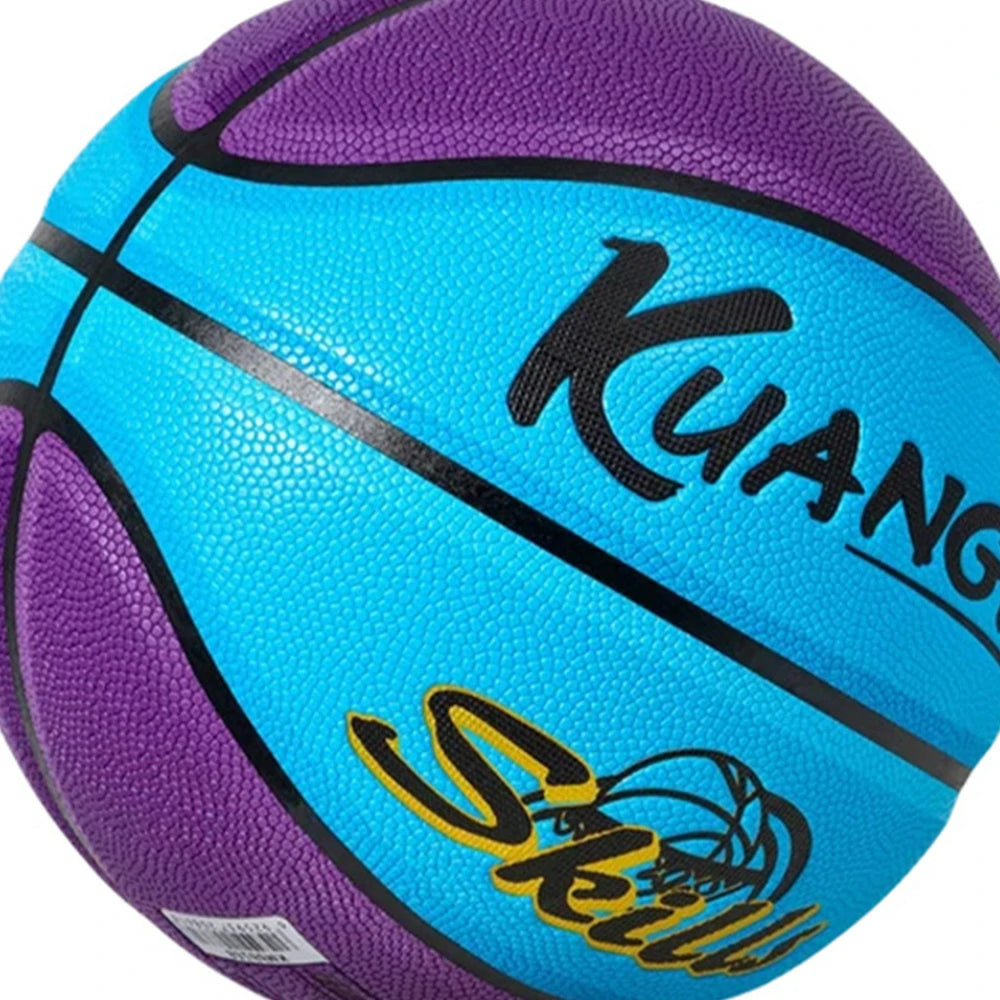 DUNK MASTER Basketball 5# Quick Rebound, Durable Nylon Bladder – Deep Channel Grip, Anti-Slip Texture, For Kids Aged 3-12 - Blue&Purple