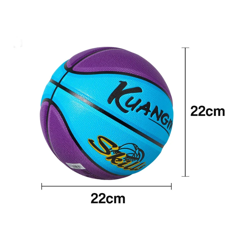 DUNK MASTER Basketball 5# Quick Rebound, Durable Nylon Bladder – Deep Channel Grip, Anti-Slip Texture, For Kids Aged 3-12 - Blue&Purple