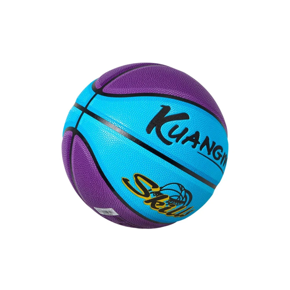 DUNK MASTER Basketball 5# Quick Rebound, Durable Nylon Bladder – Deep Channel Grip, Anti-Slip Texture, For Kids Aged 3-12 - Blue&Purple