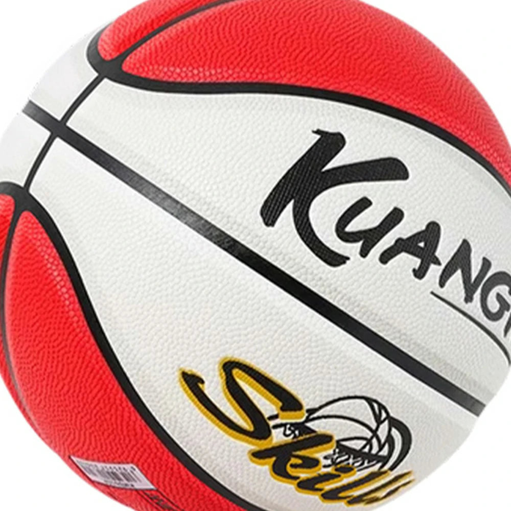 DUNK MASTER Basketball 5# Quick Rebound, Durable Nylon Bladder – Deep Channel Grip, Anti-Slip Texture, For Kids Aged 3-12 - Red&White