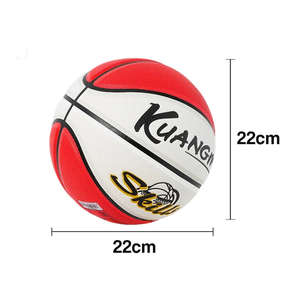 DUNK MASTER Basketball 5# Quick Rebound, Durable Nylon Bladder – Deep Channel Grip, Anti-Slip Texture, For Kids Aged 3-12 - Red&White