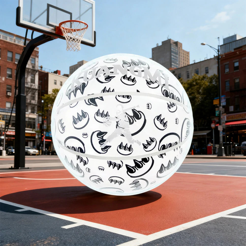 DUNK MASTER Basketball 7# – Quick Rebound, Durable Butyl Bladder – Deep Channel Grip, Graffiti Reflective Cover