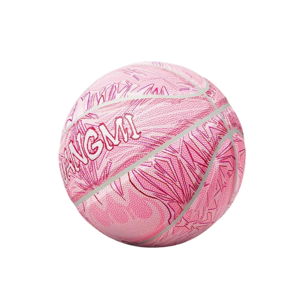 DUNK MASTER Basketball 7# - Quick Rebound, Durable Butyl Bladder - Non-Slip, Moisture-Wicking Leather, 3D Luminous Logo - Red&Pink