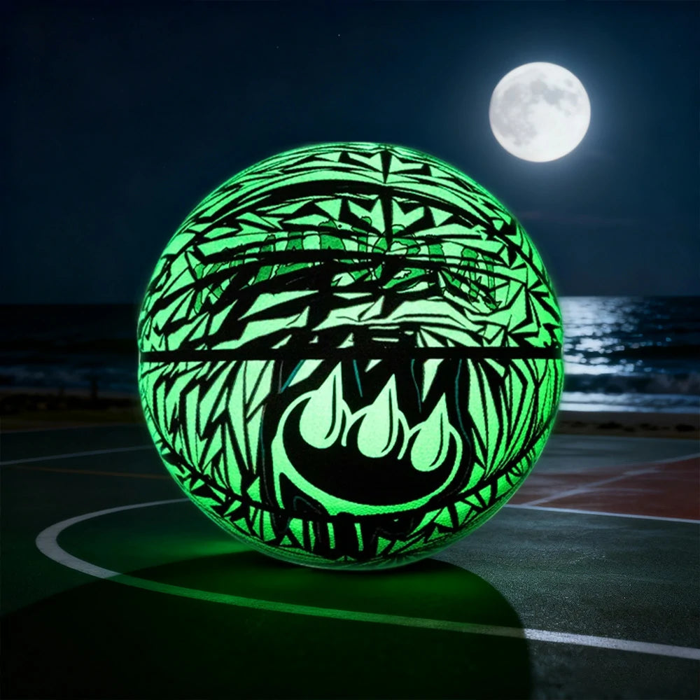 DUNK MASTER Basketball 7# - Quick Rebound, Durable Butyl Bladder - Non-Slip, Moisture-Wicking Leather, 3D Luminous Logo - Black&Purple