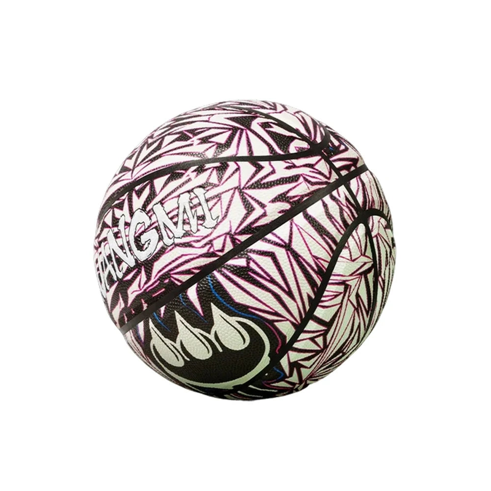 DUNK MASTER Basketball 7# - Quick Rebound, Durable Butyl Bladder - Non-Slip, Moisture-Wicking Leather, 3D Luminous Logo - Black&Purple