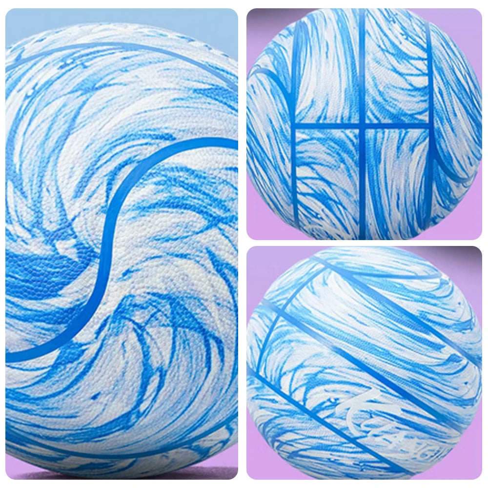 DUNK MASTER Basketball 7# – Soft Rebound, Durable PU Leather – Deep Channel Grip, Non-Slip, High Air Retention - Blue