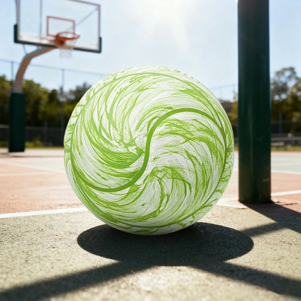 DUNK MASTER Basketball 7# – Soft Rebound, Durable PU Leather – Deep Channel Grip, Non-Slip, High Air Retention - Green